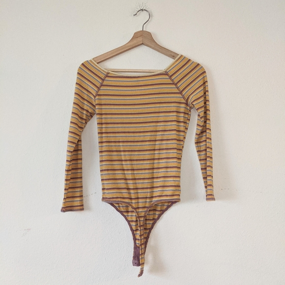 Free People Put A Stripe On It Bodysuit Yellow - Picture 6 of 8